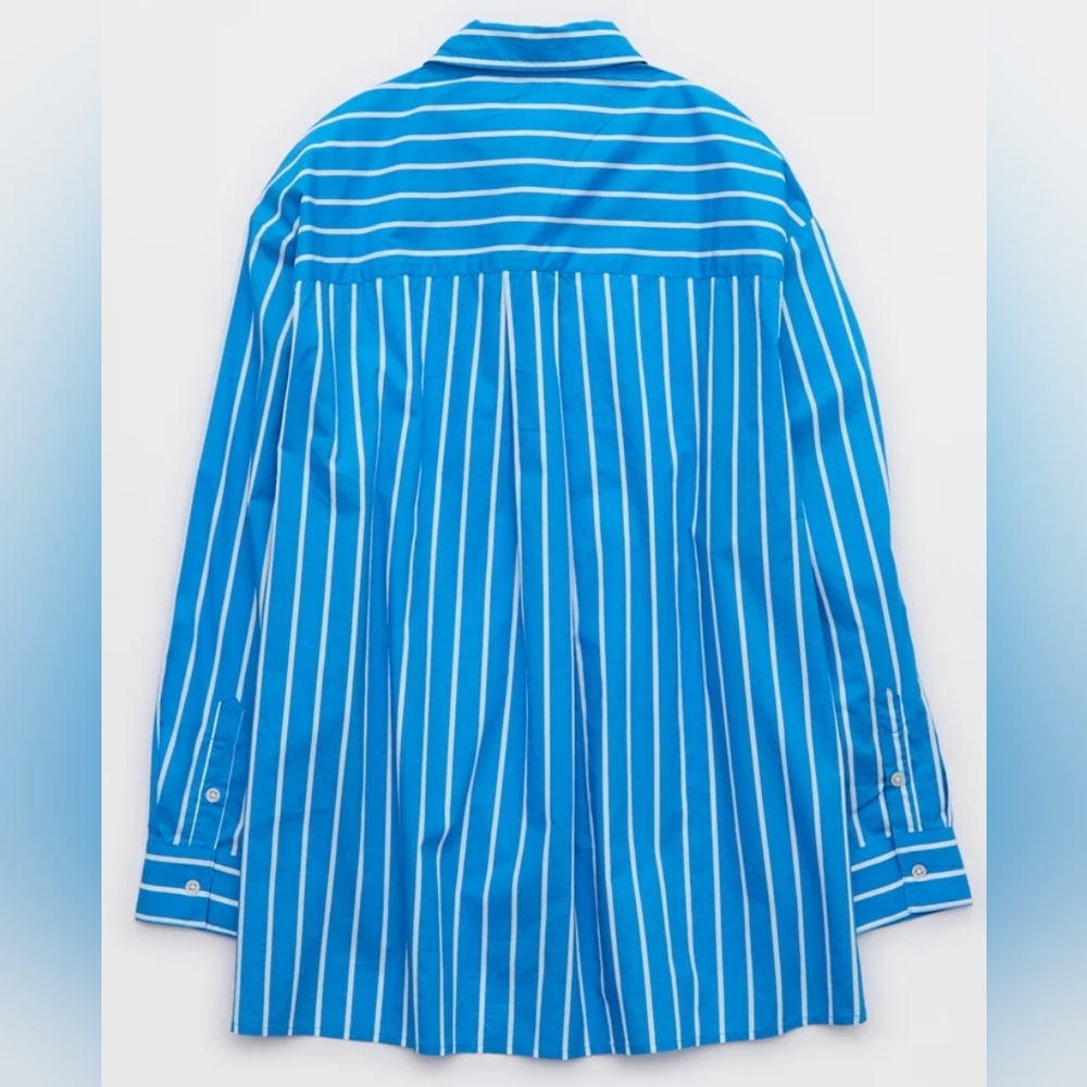 Aerie Good Day Button Down Shirt - Ocean Aqua - Picture 6 of 6